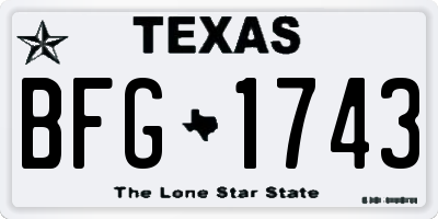 TX license plate BFG1743