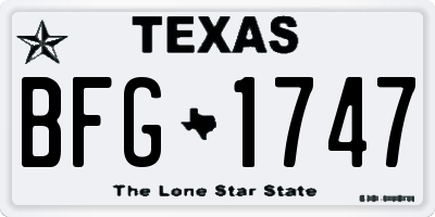 TX license plate BFG1747