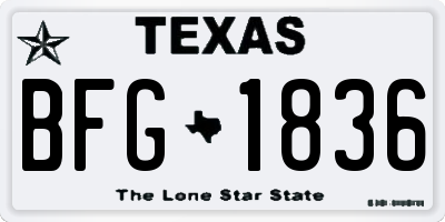 TX license plate BFG1836