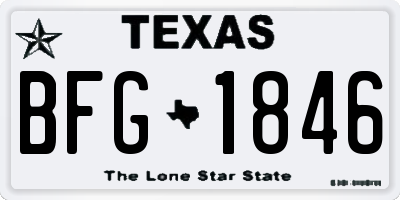 TX license plate BFG1846