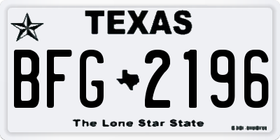 TX license plate BFG2196
