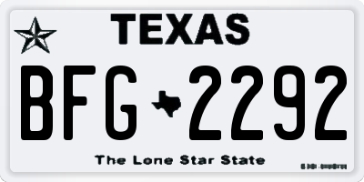 TX license plate BFG2292