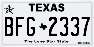 TX license plate BFG2337