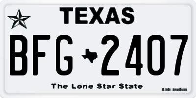 TX license plate BFG2407