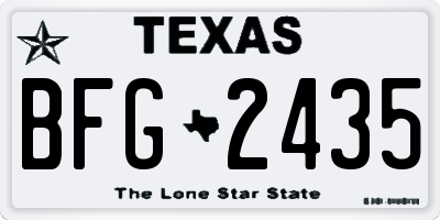 TX license plate BFG2435