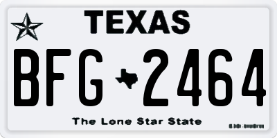 TX license plate BFG2464