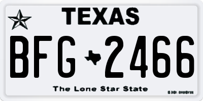 TX license plate BFG2466