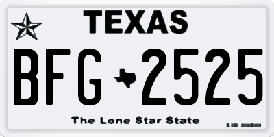 TX license plate BFG2525