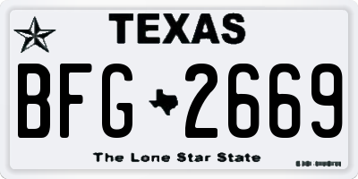 TX license plate BFG2669