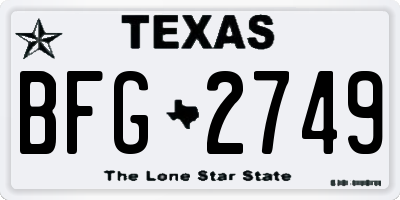 TX license plate BFG2749