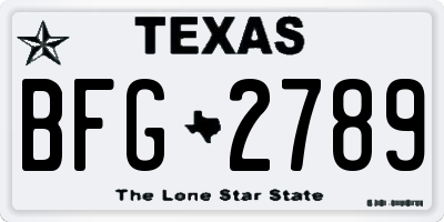 TX license plate BFG2789