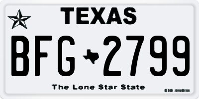 TX license plate BFG2799