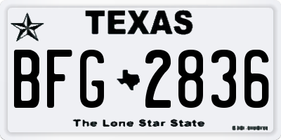 TX license plate BFG2836
