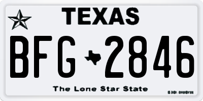 TX license plate BFG2846