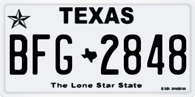 TX license plate BFG2848