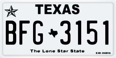 TX license plate BFG3151