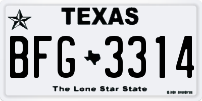 TX license plate BFG3314