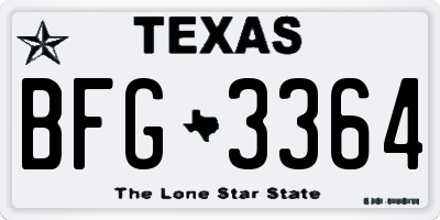 TX license plate BFG3364