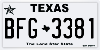 TX license plate BFG3381