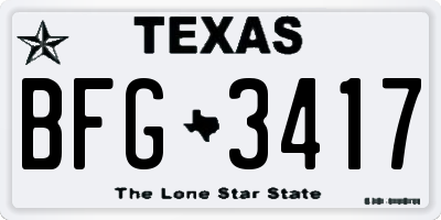 TX license plate BFG3417