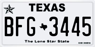 TX license plate BFG3445