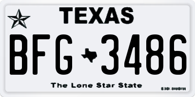 TX license plate BFG3486