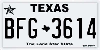 TX license plate BFG3614