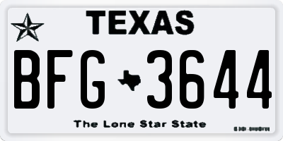 TX license plate BFG3644