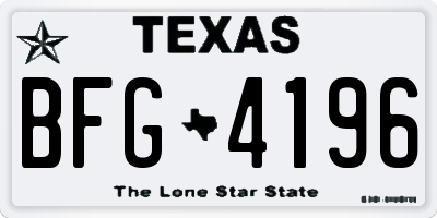 TX license plate BFG4196