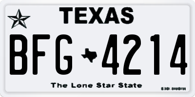 TX license plate BFG4214