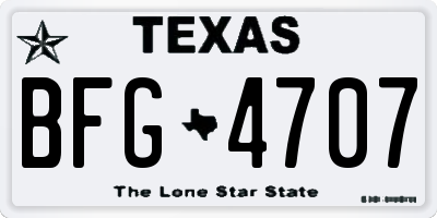 TX license plate BFG4707