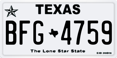 TX license plate BFG4759
