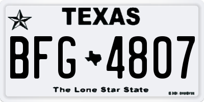 TX license plate BFG4807
