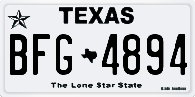 TX license plate BFG4894
