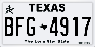 TX license plate BFG4917