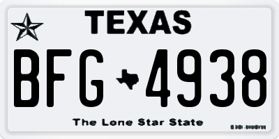 TX license plate BFG4938