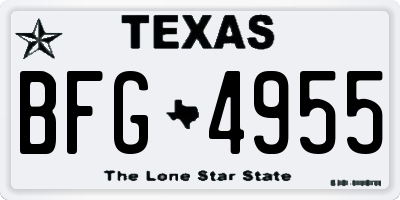 TX license plate BFG4955