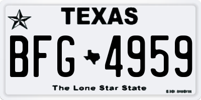 TX license plate BFG4959
