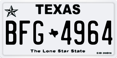 TX license plate BFG4964