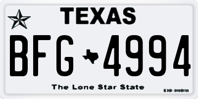 TX license plate BFG4994