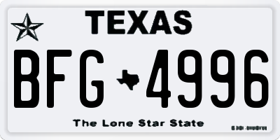 TX license plate BFG4996