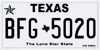 TX license plate BFG5020