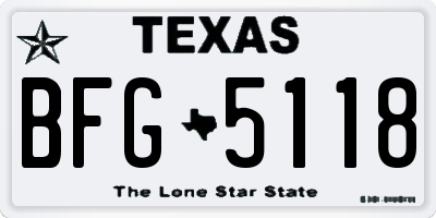 TX license plate BFG5118