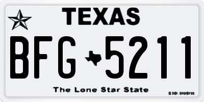 TX license plate BFG5211