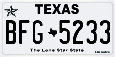 TX license plate BFG5233