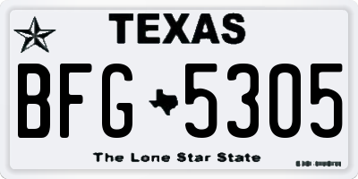 TX license plate BFG5305