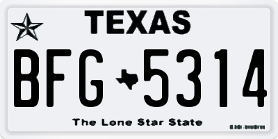 TX license plate BFG5314