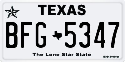 TX license plate BFG5347