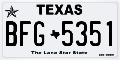TX license plate BFG5351
