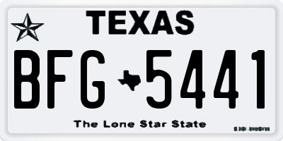 TX license plate BFG5441